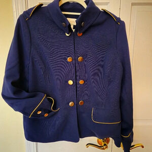 Chico's navy and gold military jacket size 2